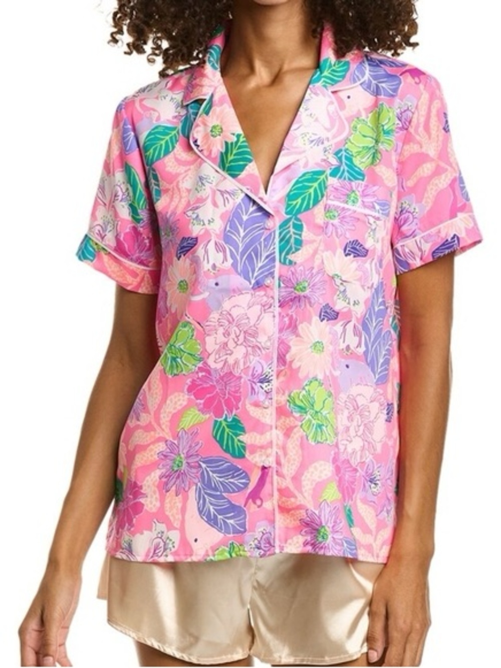 Lilly Pulitzer Teagan Pajama Sleep Top Women’s size XL short sleeve pink